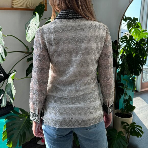 324. VINTAGE My Fair Lady  Style Beaded Mid Century Jacket Top Sz 8 XS S - Picture 4 of 8
